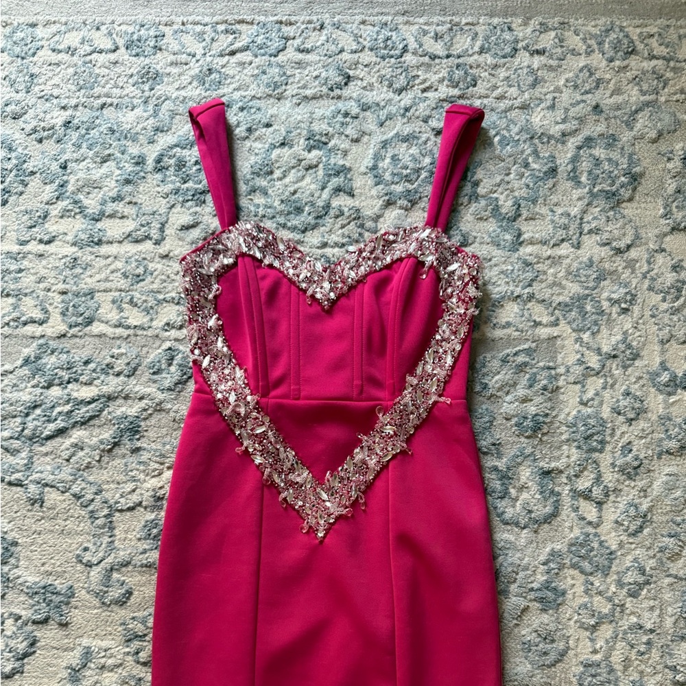 ASOS Fuchsia Mini Dress with Glittering Silver Heart